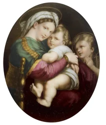Porcelain Medallion after the Madonna della Sedia by Raphael